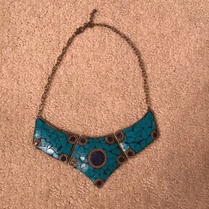 Gold and blue detailed necklace